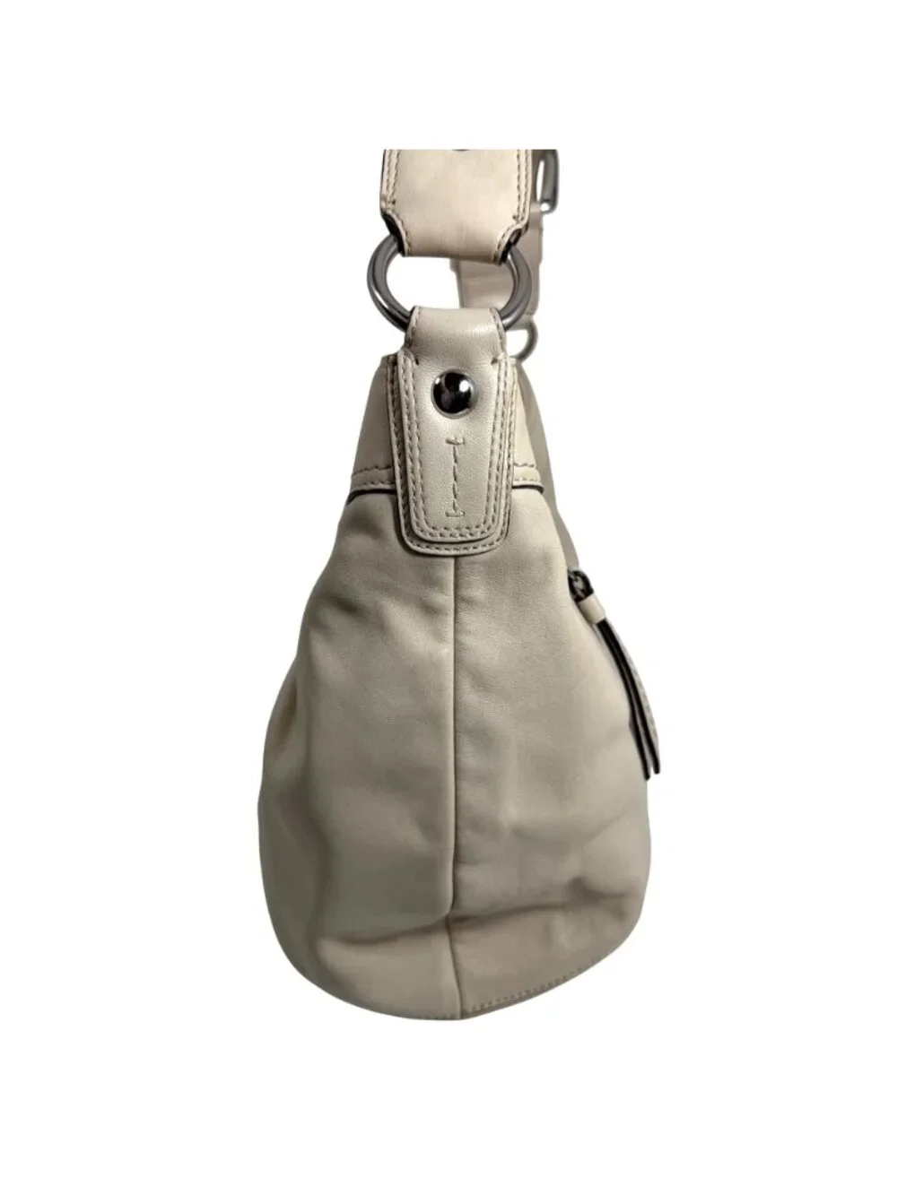 Vintage Coach Ivory Beige Leather Soho Pleated Slouchy Hobo Shoulder Bag F13731